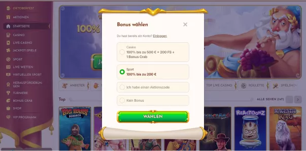 BetHall Willkommensbonus